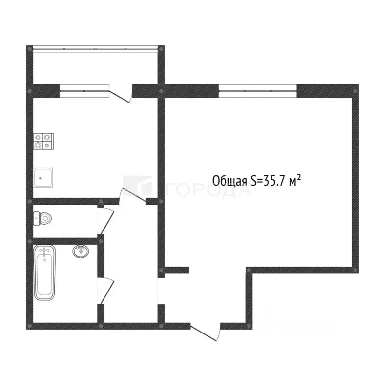 1-к кв. Кемеровская область, Новокузнецк ул. Рокоссовского, 19 (35.7 ... - Фото 2
