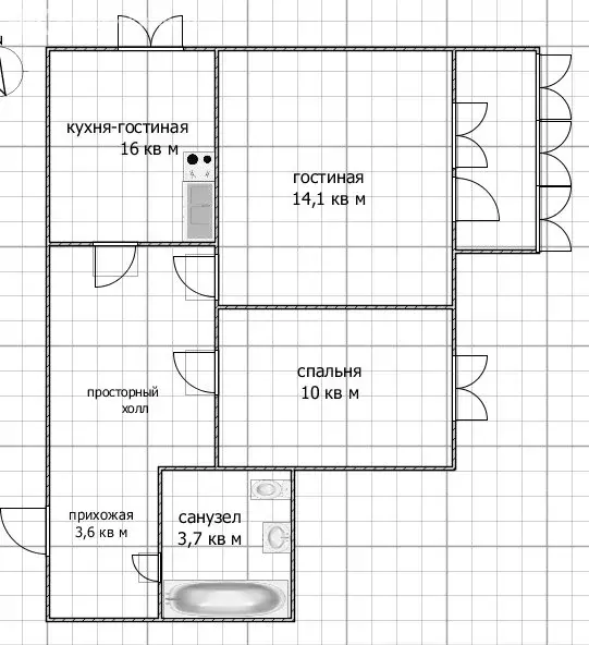 2-комнатная квартира: Уфа, улица Менделеева, 102 (48.6 м) - Фото 1