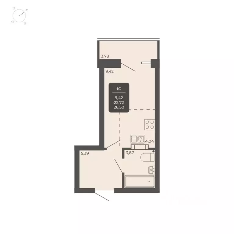 1-к кв. Новосибирская область, Новосибирск Автогенная ул., 75 (26.5 м) - Фото 0