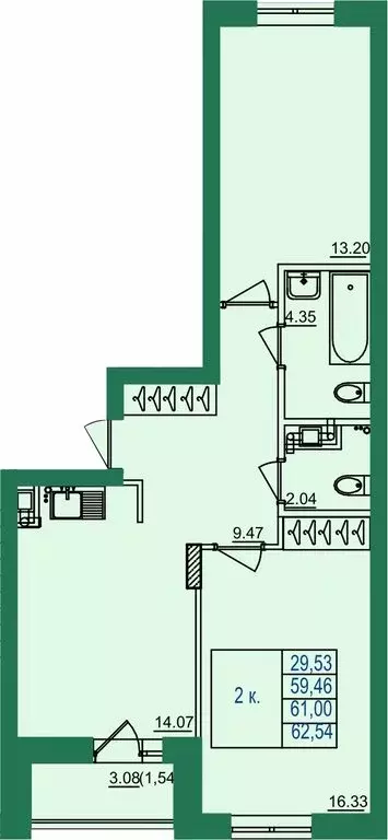 2-комнатная квартира: городской округ Владимир, посёлок ... - Фото 1