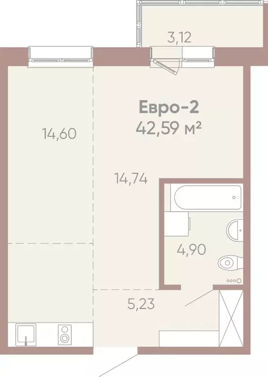 1-к кв. Иркутская область, Иркутск Советская ул., 109/3 (42.59 м) - Фото 0