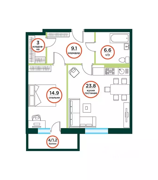 2-к кв. Красноярский край, Красноярск городской округ, пос. Солонцы ... - Фото 1