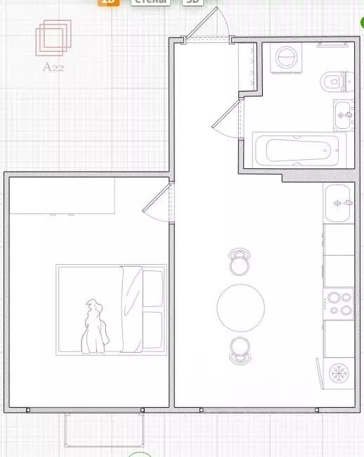1-к кв. Алтайский край, Барнаул ул. 280-летия Барнаула, 26 (35.0 м) - Фото 2