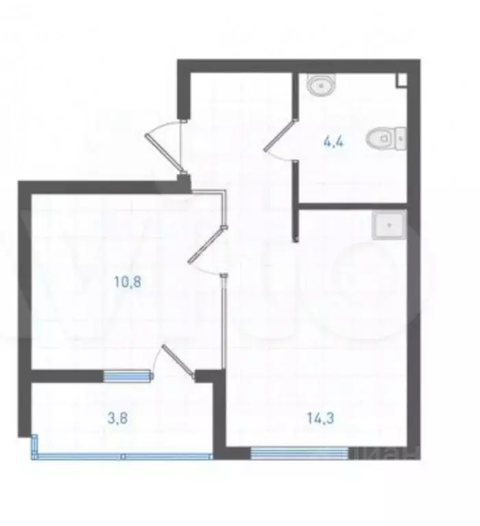1-к кв. Свердловская область, Екатеринбург ул. Азина, 31 (37.15 м) - Фото 1