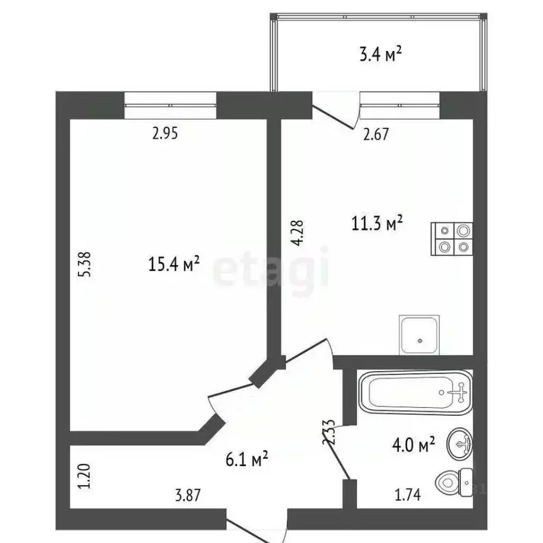 1-к кв. Ростовская область, Ростов-на-Дону Мачтовая ул., 5Г (38.0 м) - Фото 1