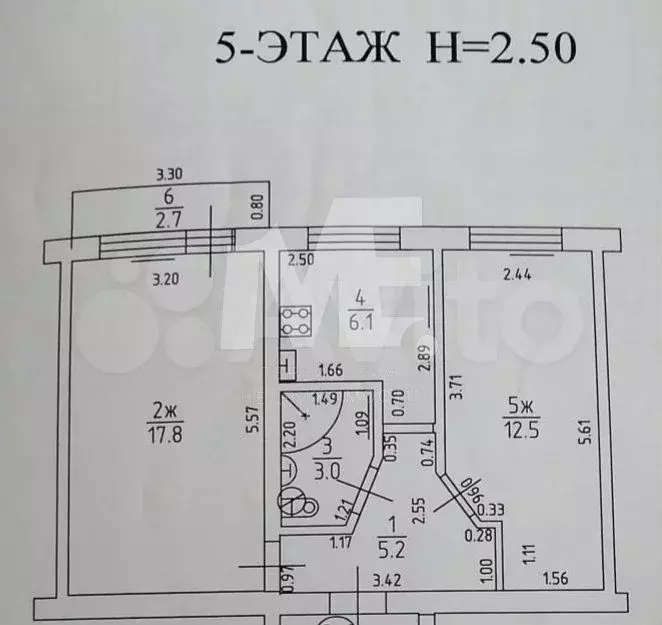 2-к. квартира, 44,6 м, 5/5 эт. - Фото 0