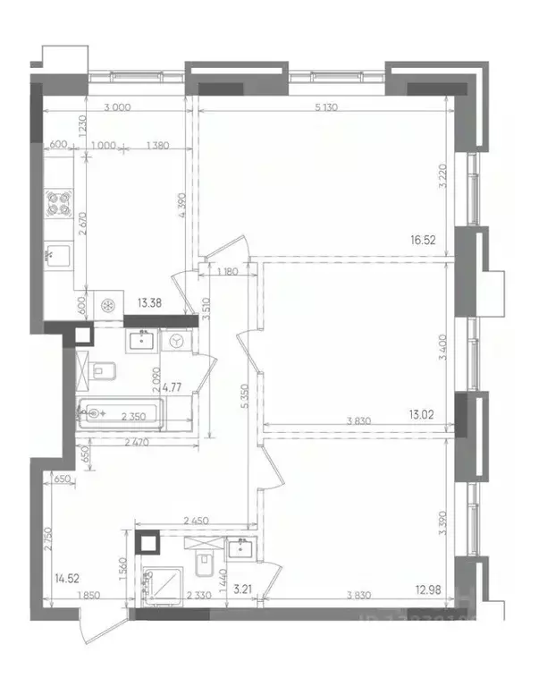 3-к кв. Татарстан, Казань Вознесенский Квартал жилой комплекс (78.4 м) - Фото 1