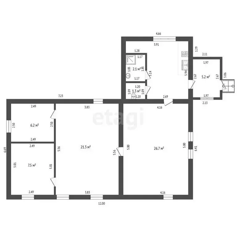 Дом в посёлок городского типа Знаменка, улица Горького (79.2 м) - Фото 1