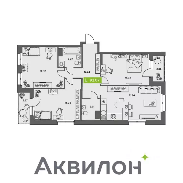 3-к кв. Архангельская область, Северодвинск Аквилон Север жилой ... - Фото 0