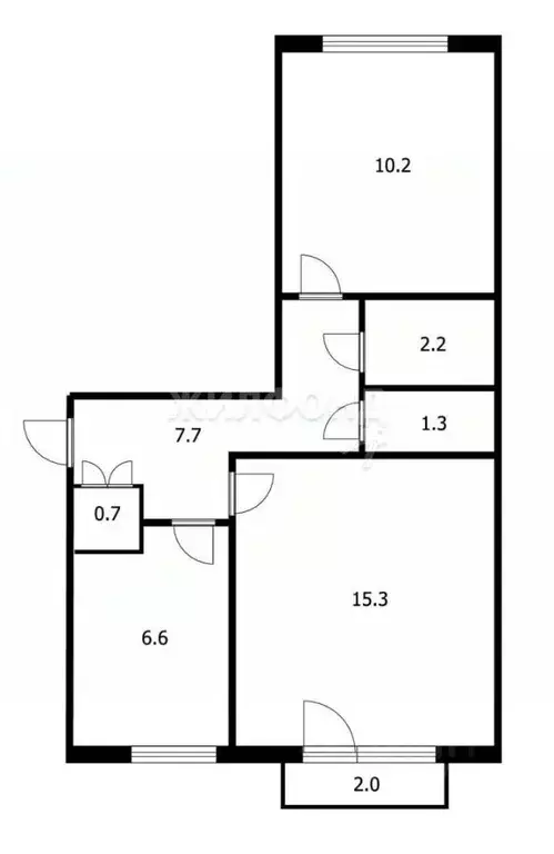 2-к кв. Новосибирская область, Бердск ул. Микрорайон, 54 (44.0 м) - Фото 1