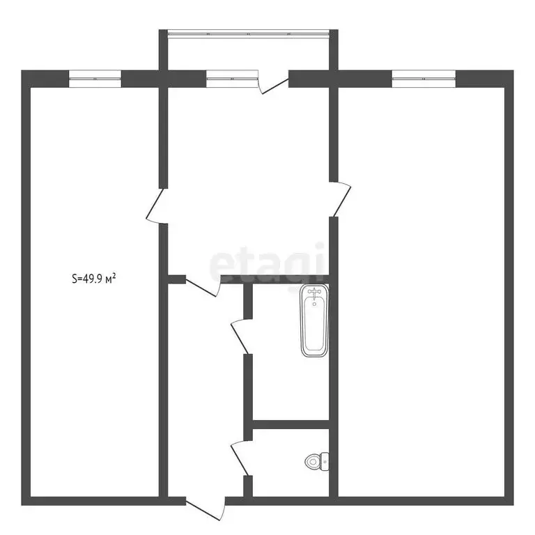 2-комнатная квартира: Киселёвск, улица Новостройка, 4 (49.9 м) - Фото 0