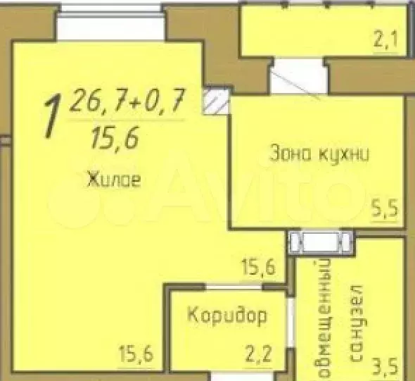 Квартира-студия, 26,7 м, 1/9 эт. - Фото 0