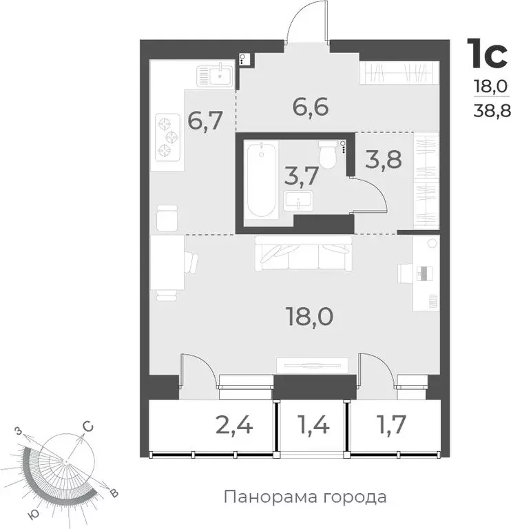 Квартира-студия: Новосибирск, улица Аэропорт, 62 (38.8 м) - Фото 0