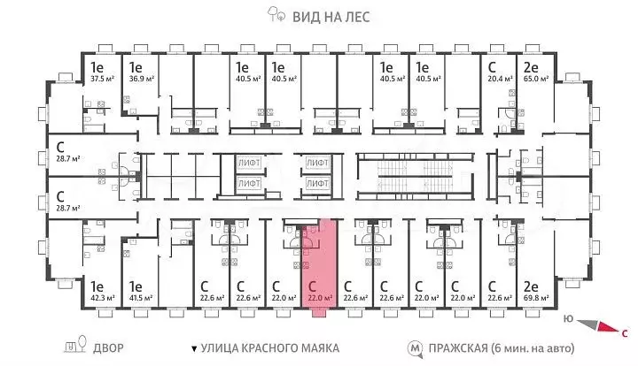 Квартира-студия, 22 м, 19/23 эт. - Фото 1