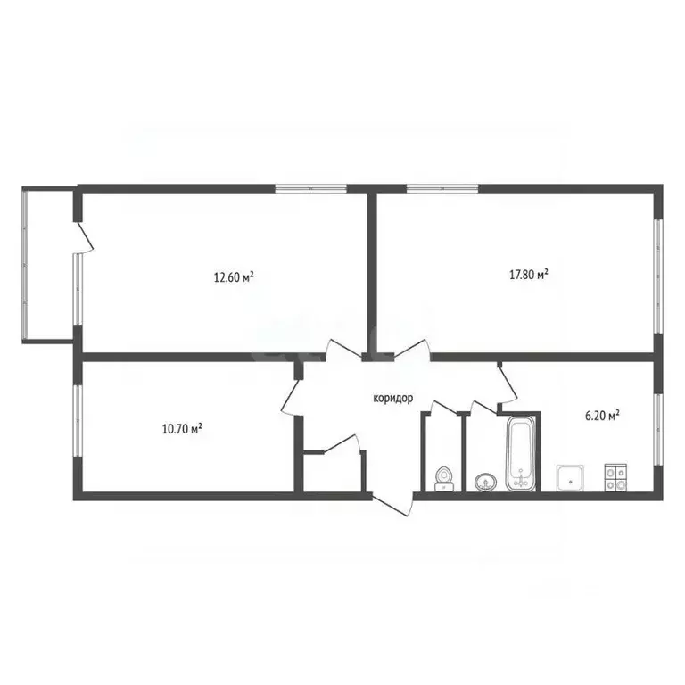 3-к кв. Воронежская область, Павловск Гранитный мкр, 19 (63.1 м) - Фото 2