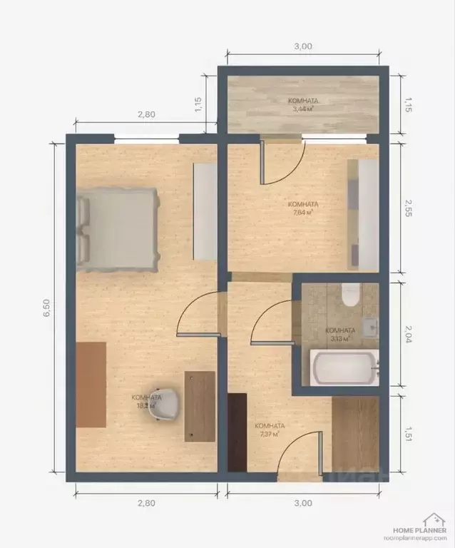 1-к кв. Калининградская область, Калининград Свободная ул. (39.1 м) - Фото 2