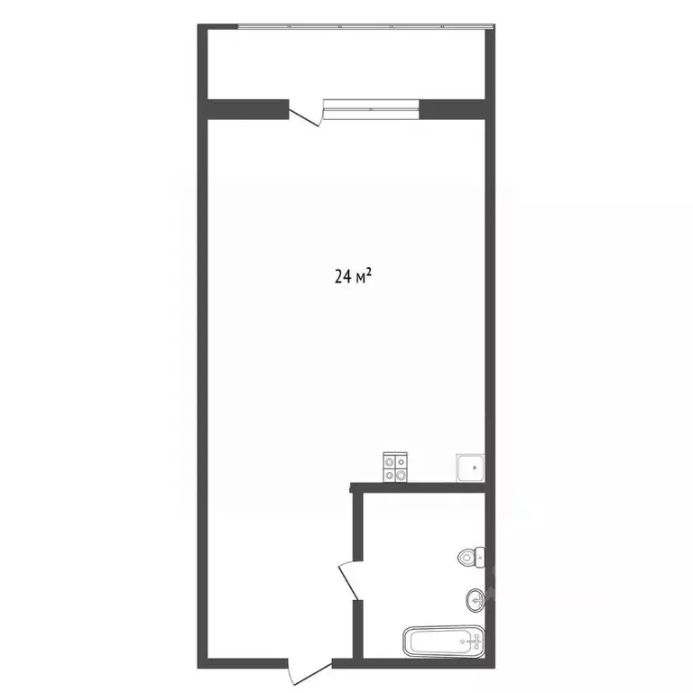 Студия Ханты-Мансийский АО, Сургут тракт Тюменский, 6/1 (24.0 м) - Фото 1