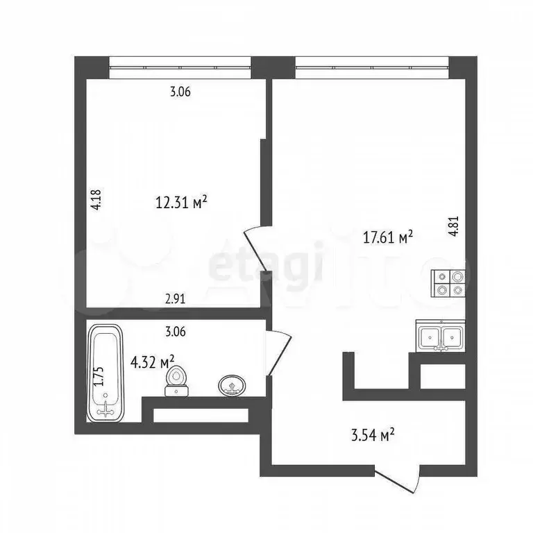 1-к. квартира, 37,5 м, 9/12 эт. - Фото 0