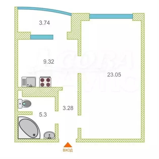 1-к. квартира, 41 м, 9/16 эт. - Фото 0