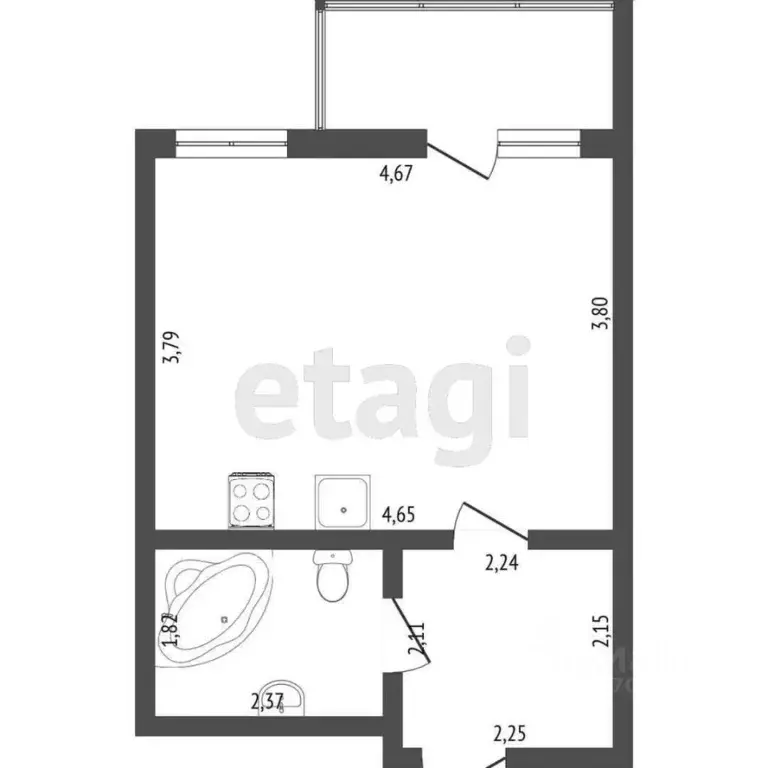 Студия Санкт-Петербург Парашютная ул., 34 (26.6 м) - Фото 1