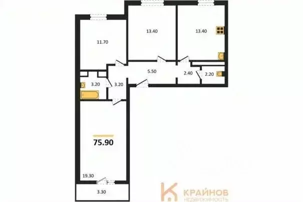 3-к кв. Воронежская область, Воронеж Озерки жилой квартал,  (75.9 м) - Фото 0