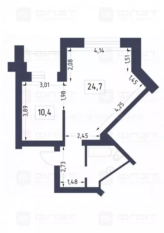1-к кв. Татарстан, Казань Чистопольская ул., 66 (42.3 м) - Фото 2