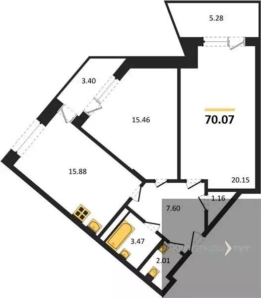 2-комнатная квартира: Воронеж, Электросигнальная улица, 9Ак2 (70.07 м) - Фото 0