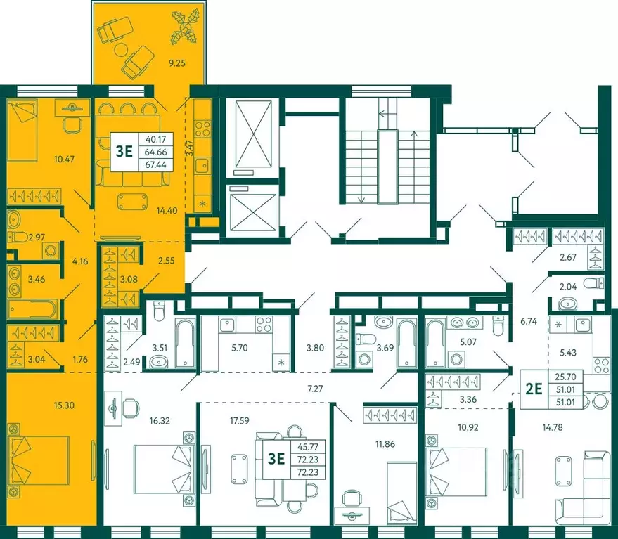 2-к кв. Башкортостан, Уфа Зеленая Роща жилрайон, Терле Парк жилой ... - Фото 1