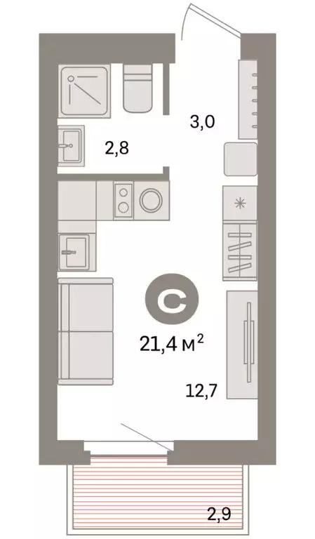 Квартира-студия: Екатеринбург, жилой район Сортировочный, микрорайон ... - Фото 2