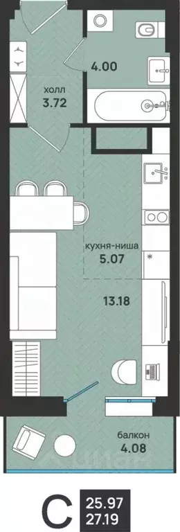 1-к кв. Архангельская область, Архангельск ул. Свободы, 16 (27.19 м) - Фото 0