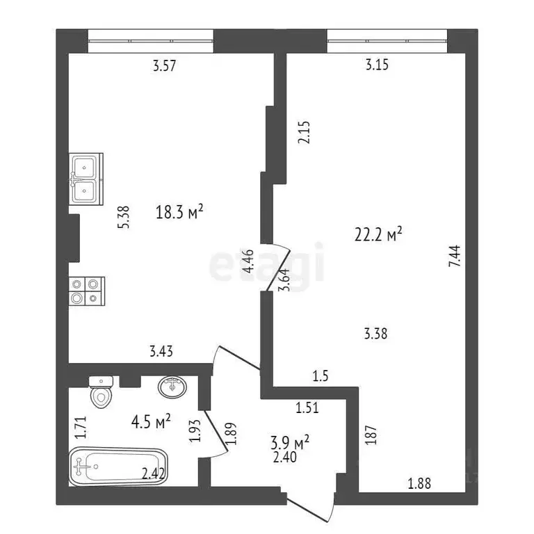 1-к кв. Севастополь ул. Челнокова, 17к1 (49.0 м) - Фото 1