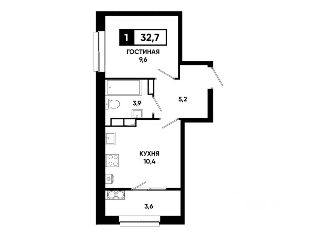 1-к кв. Ставропольский край, Ставрополь просп. Российский, 16 (32.7 м) - Фото 2
