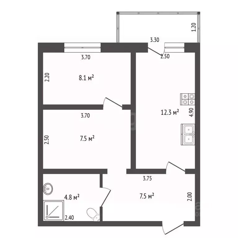 1-к кв. Омская область, Омск просп. Комарова, 11 (42.3 м) - Фото 2