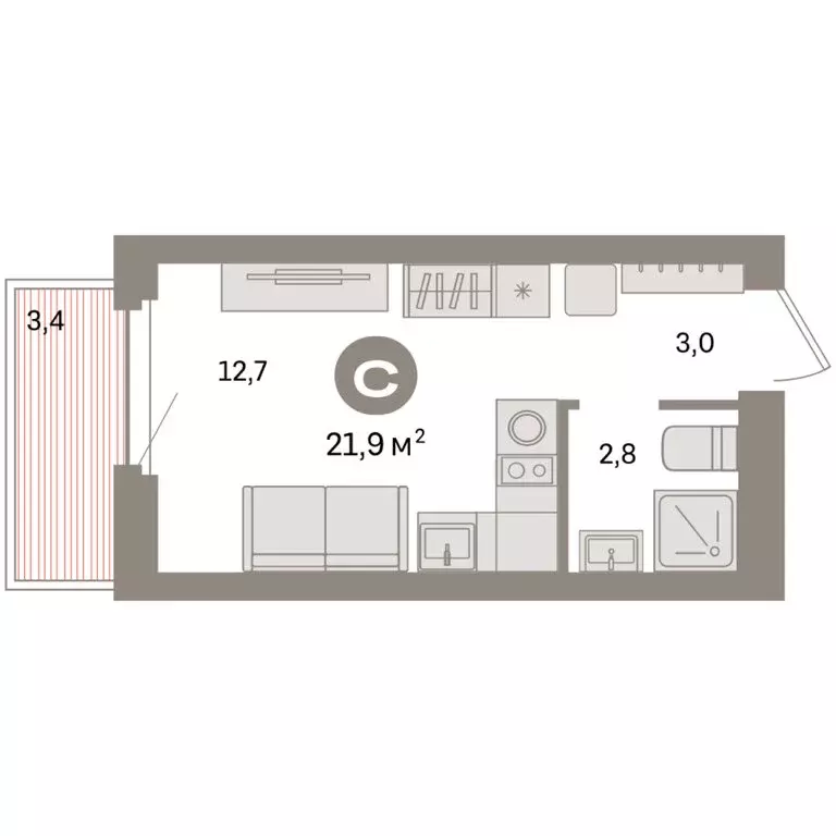 Квартира-студия: Екатеринбург, жилой район Сортировочный, микрорайон ... - Фото 2