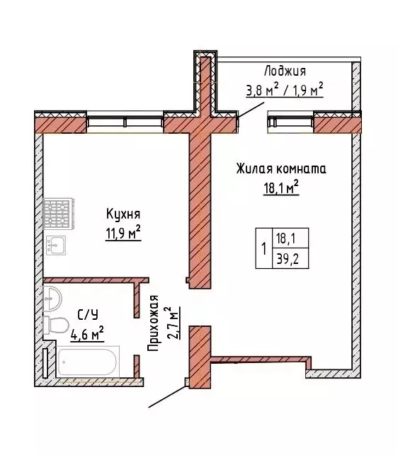 1-комнатная квартира: Самара, улица Александра Солженицына, 2 (39.2 м) - Фото 0