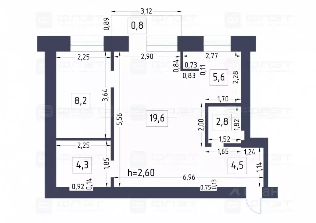 2-к кв. Татарстан, Казань Ленская ул., 4 (45.0 м) - Фото 1