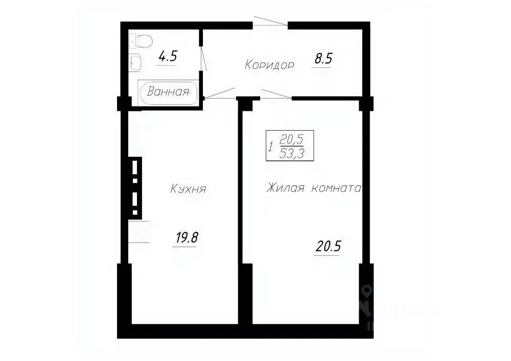 1-к кв. Ставропольский край, Ессентуки  (53.3 м) - Фото 1