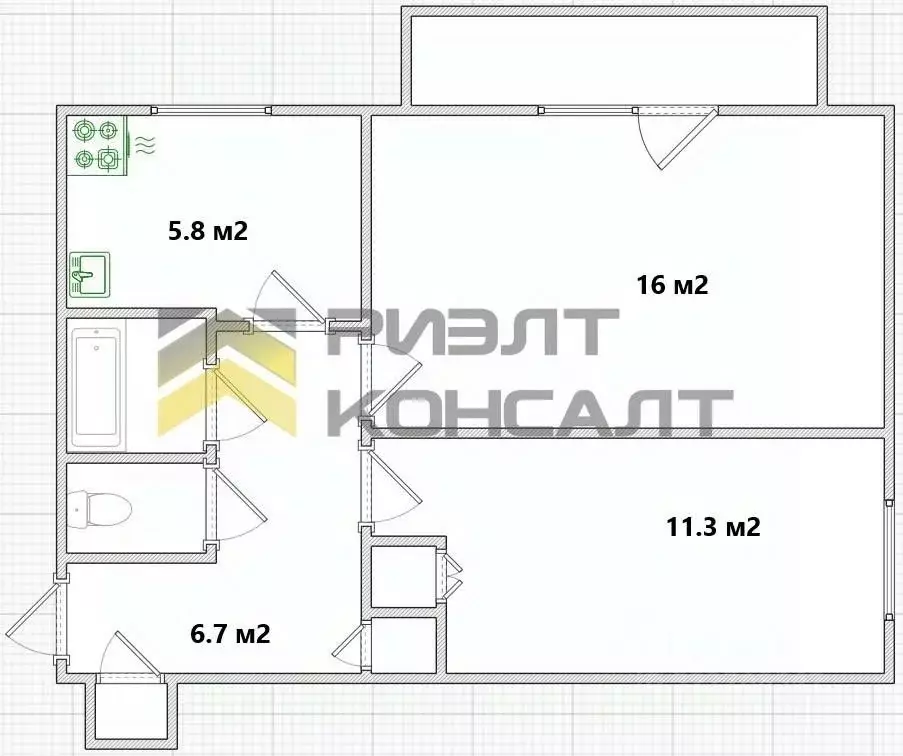 2-к кв. Омская область, Омск просп. Мира, 17 (43.8 м) - Фото 2