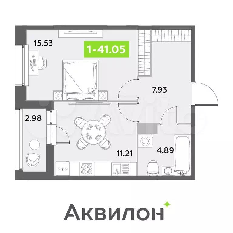 1-к. квартира, 41,1 м, 11/12 эт. - Фото 0