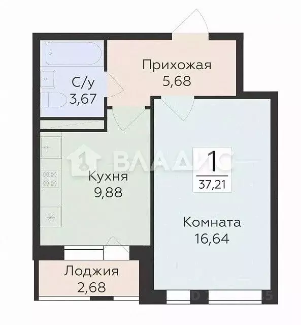 1-к кв. Воронежская область, Воронеж пер. Славы, 7 (37.0 м) - Фото 1