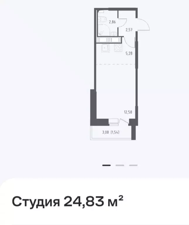 Студия Санкт-Петербург ул. Гудиловская, 9 (23.1 м) - Фото 1