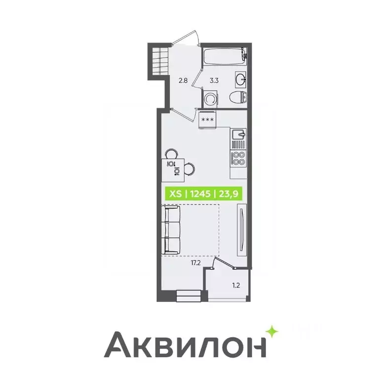 Студия Санкт-Петербург Планерная ул., 87к1 (23.9 м) - Фото 2