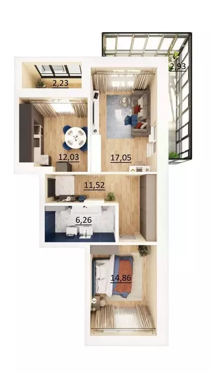 2-к кв. Татарстан, Казань ул. Назиба Жиганова, 2А (67.4 м) - Фото 1