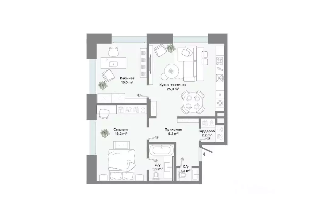 2-к кв. Москва Ленинский просп., 2 (74.7 м) - Фото 2