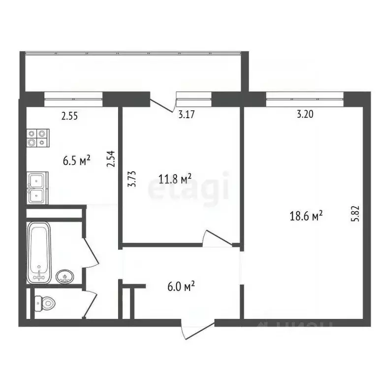 2-к кв. Архангельская область, Архангельск Садовая ул., 56 (49.4 м) - Фото 2
