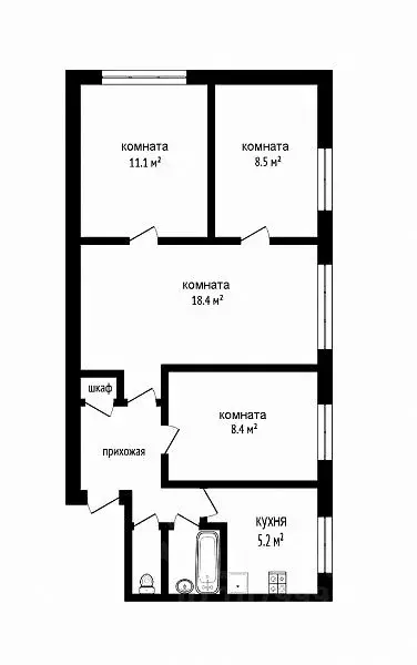 4-к кв. Тюменская область, Тюмень Парковая ул., 2А (63.0 м) - Фото 1