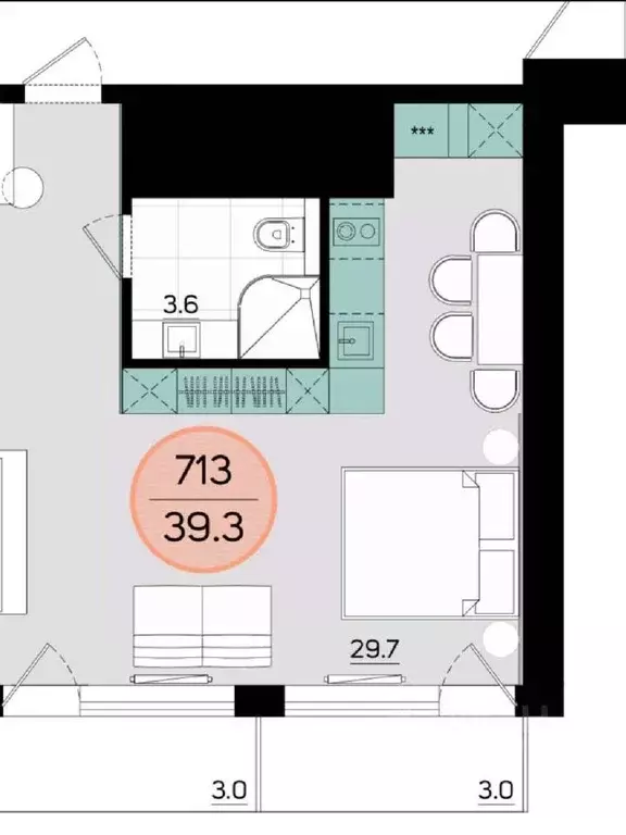 Студия Крым, Евпатория просп. Победы, 1 (39.3 м) - Фото 2