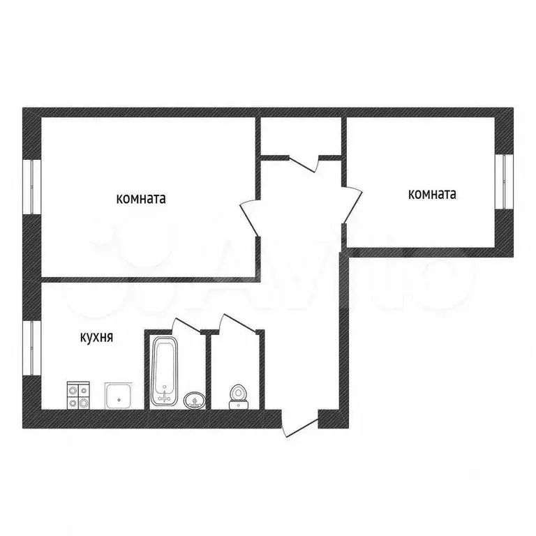 2-к. квартира, 44 м, 1/5 эт. - Фото 0