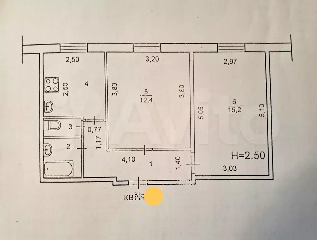 2-к. квартира, 43,8 м, 1/5 эт. - Фото 0
