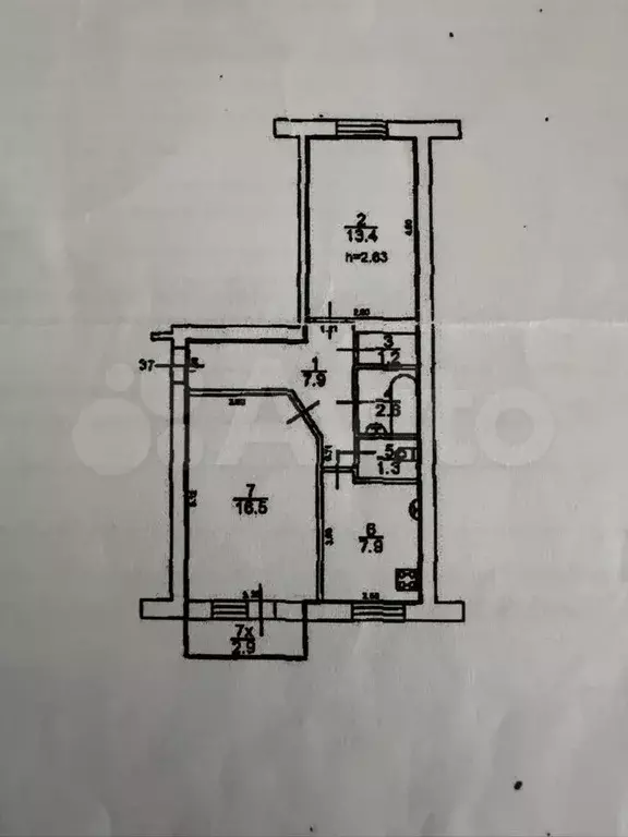 2-к. квартира, 51 м, 4/5 эт. - Фото 0